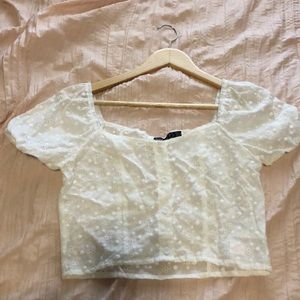 Boohoo petite White Bardot crop top